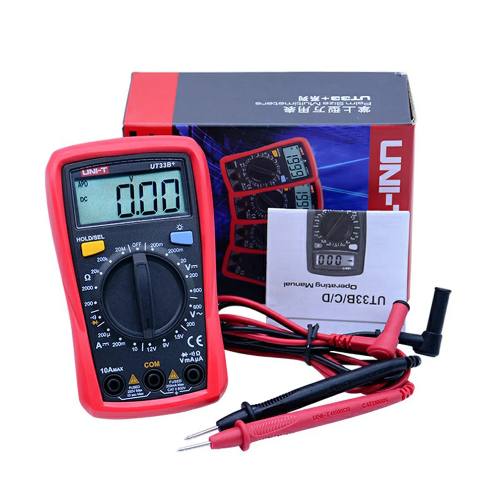 UT-33B + LCD الخلفية الجهد متر التيار المتناوب تيار مستمر المقاومة الحالية + 2mF السعة NCV تستر رقمي متعدد