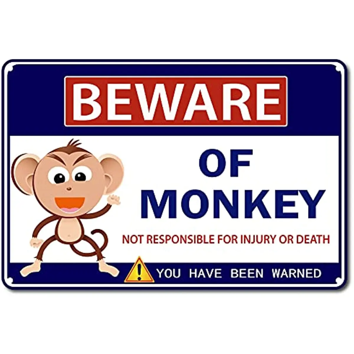 Animal Warning Sign Funny Metal Tin Signs Beware Monkey Banner Vintage Gifts Wall Decorations Outdoor Indoor for Home Bar Coffee