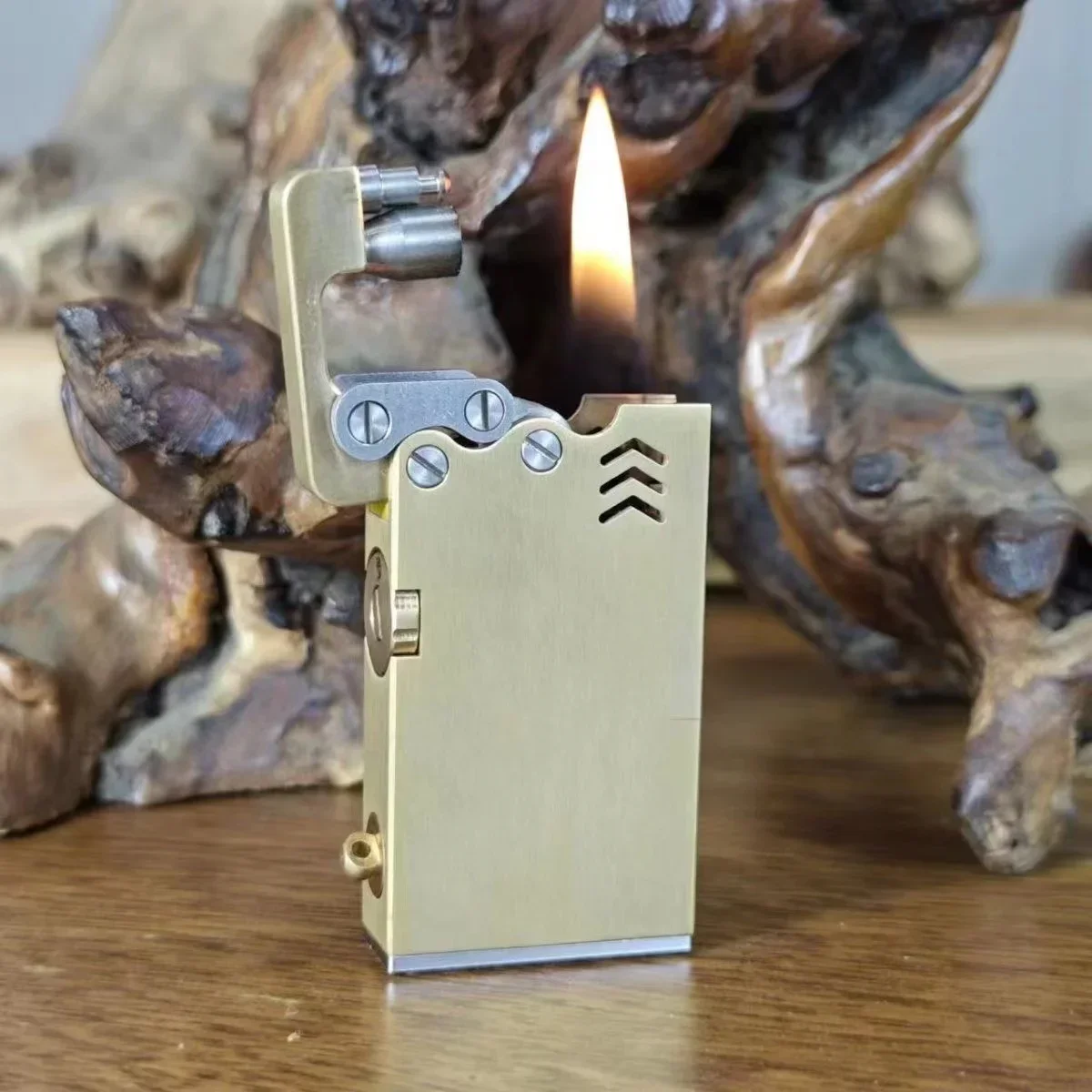 New Upgraded Mechanical Handmade Brass Automatic Ejection Windproof Old-fashioned Retro Kerosene Lighter