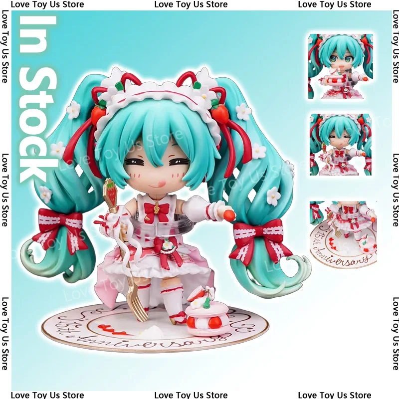 

10 см # Фигурка аниме-персонажа Хацунэ Мику 1939 года: Коллекционная фигурка Strawberry Miku к 15-летию # Коллекционная модель куклы из ПВХ 1940 года, игрушка, подарок