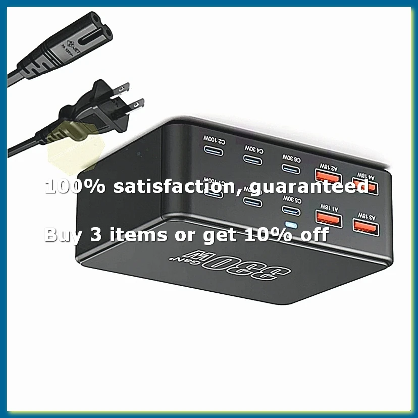 330w-usb-c-gan充電器-100w-pd30-qc30-マルチポート急速充電ステーション（16個のusプラグ対応）