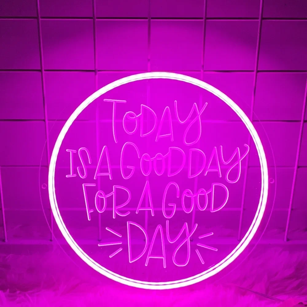 12 Colors Good Day Neon Sign Carved Custom Signage Personalized  USB Led Neon Light for Bedroom Wall Panels Coffee Bar Decor