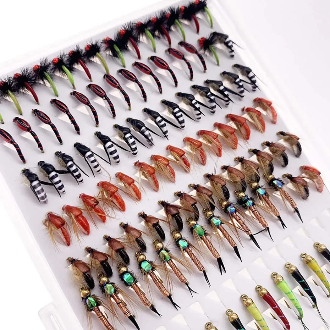 42/81/126-Pieces/Box Trout Fly Fishing Assorted Flies Kit Nymph Dry Wet Flies Fishing Fly Lure Bait