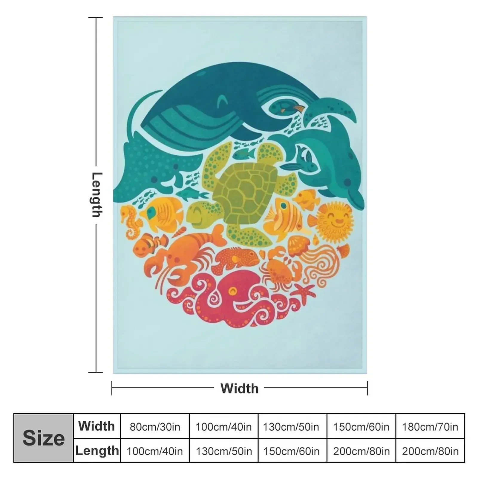 Aquatic Rainbow (light blue) Throw Blanket Single For Decorative Sofa Decorative Sofas Sleeping Bag Blankets