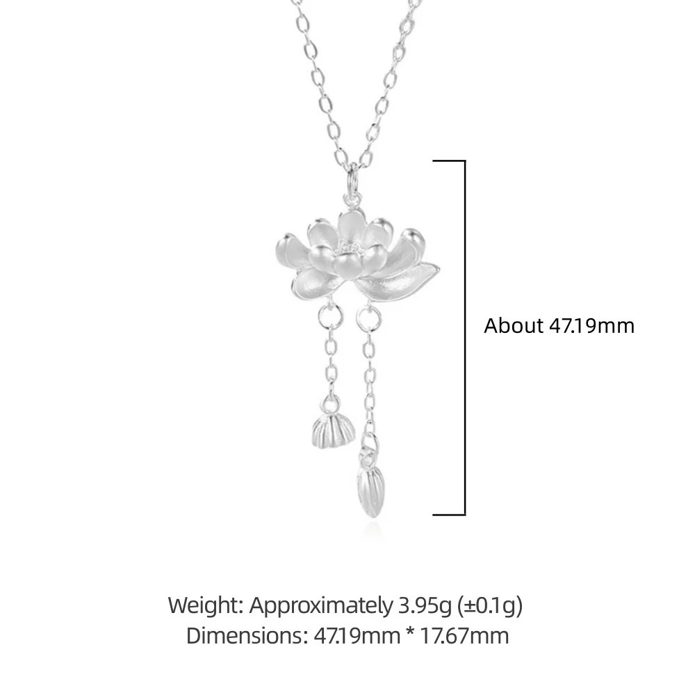 925 فضة أزياء خمر رائعة زهرة اللوتس قلادة قلادة عيد ميلاد حزب الذكرى هدية #6