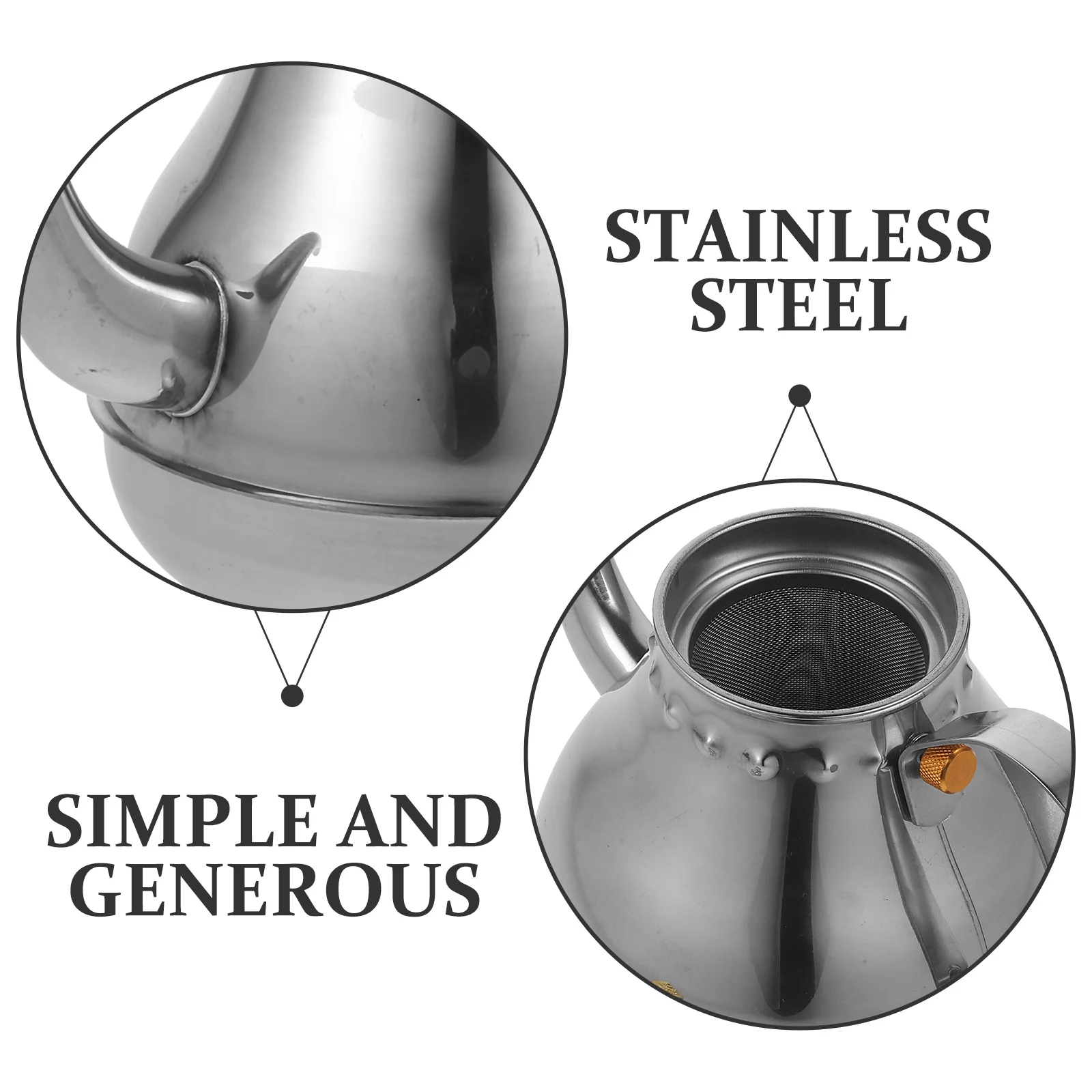 

1Pcs Strainer Teapot Water Kettle Easy Use Thickened Stainless Steel Household Teakettle Efficient Heating Boiling Pot Silver