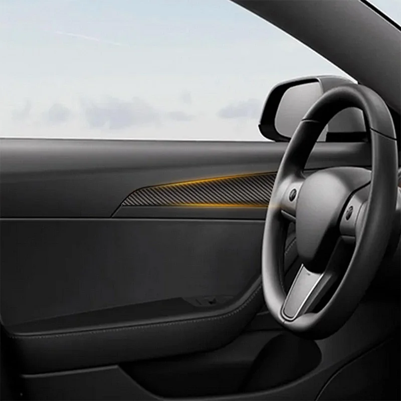 Model Y 2024 Dashboard Strip Cover and Door Trim Panel Dash Trim for Tesla Model 3 Carbon Fiber Protector Cover Car Accessories