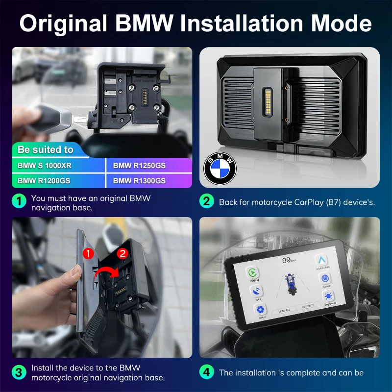 

B7 Pro для BMW R1200 R1250GS S1000 M1000 XR: портативный мотоциклетный навигатор с сенсорным экраном, водонепроницаемый, с защитой от солнца, поддержкой CarPlay и Android Auto