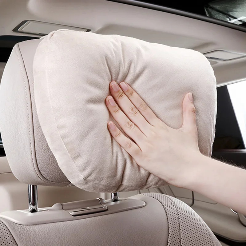 Solid Color Car Pillow Accessory Neck Cushion Headrest Female Decorative Pillows Simple Automobile Waist Bolster Man Universal