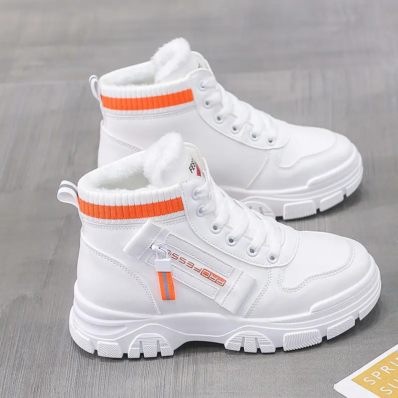 Comemore Winter Women\'s Cotton Shoes Plush Thick Warm Booties Woman 2022 Female Ankle Boots High Top Sneakers Snow Short Boot 40