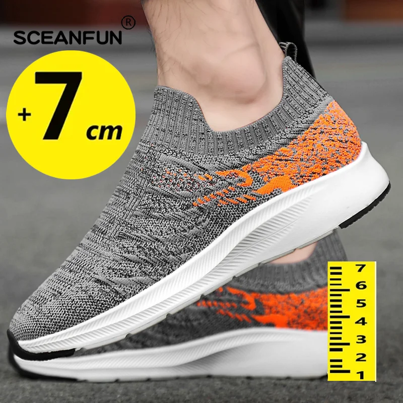 Toenemende Lift Man Sneakers Zomer Lift Schoenen Hoogte Verhogen Schoenen Voor Heren Mesh Licht 7Cm Slip-On Casual Sportschoenen