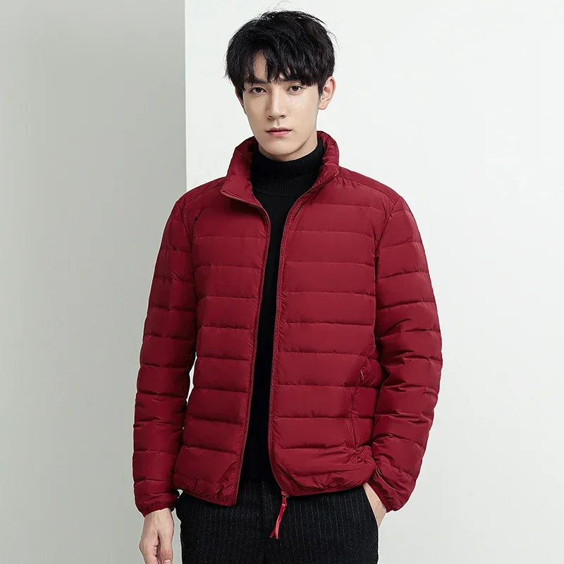 

Winter Men's Solid Warm Down Jacket Outdoor Windproof and Versatile Jacket Classic Four-color Casual Men's Stripe Jacket