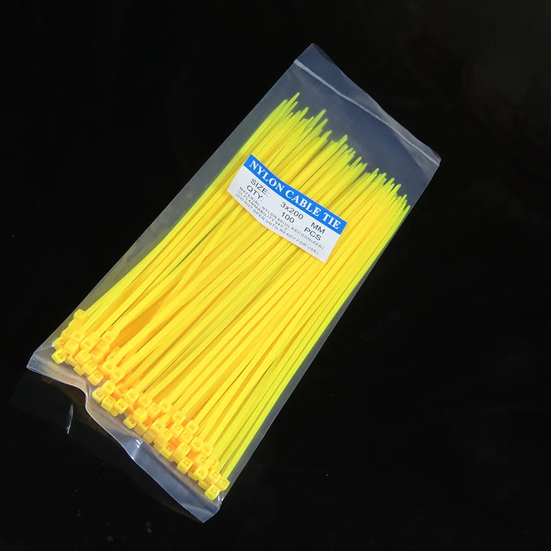 100Pcs 3*200Mm ล็อคด้วยตัวเอง Nylon Cable Ties 8นิ้ว10สีพลาสติก Zip Tie 18ปอนด์สายสีดำ Binding Wrap สายรัด UL Certified