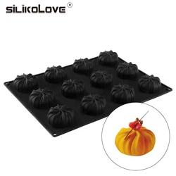 SILIKOLOVE 12 Cavity Spiral Pumpkin Cake Mold Silicone Baking Mold Holloween Molds Mousse  Pudding Pies Brownie Dessert Mould