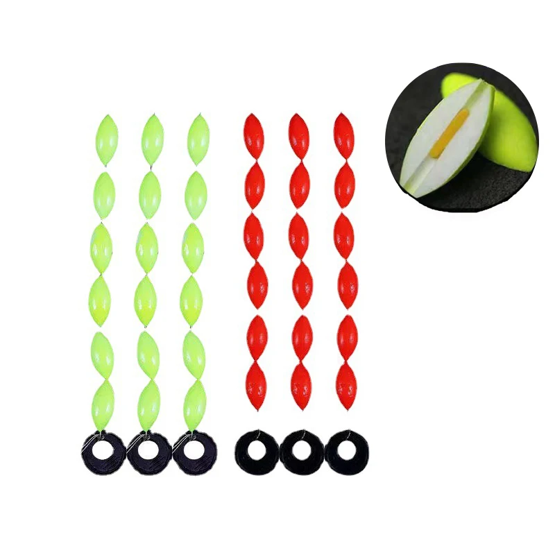 60Pcs 10 packs Oval Space Bean Angelschnur Angeln Float 6 In 1 String Typ Sinker Stoppt Float Stopper Tackle zubehör – Detail 3