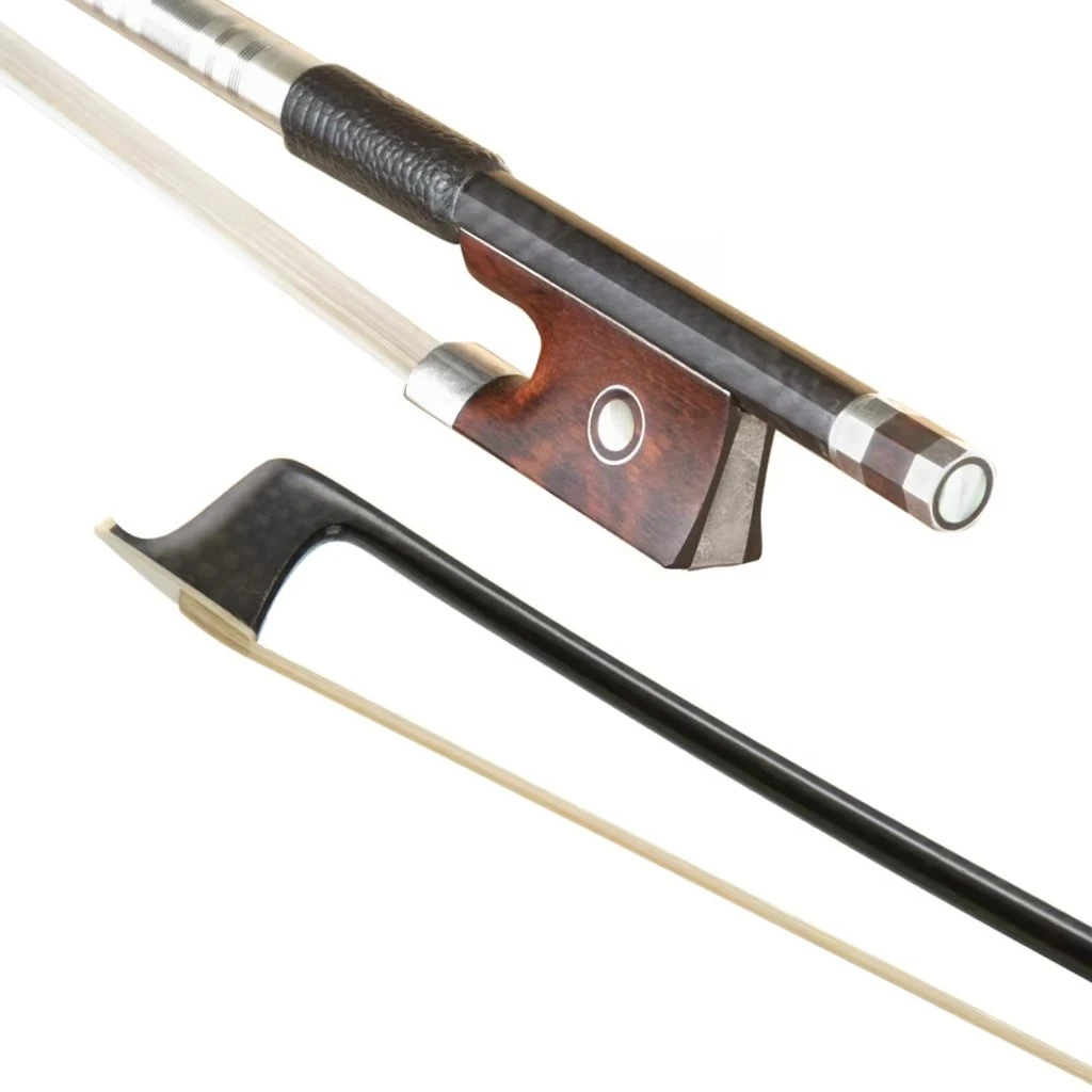 Violin Bow Silver Mounted  Carbon Fiber Violin Bow 4/4 Size Full Size Mongolian Horsehair Violin Accessories Fiddle