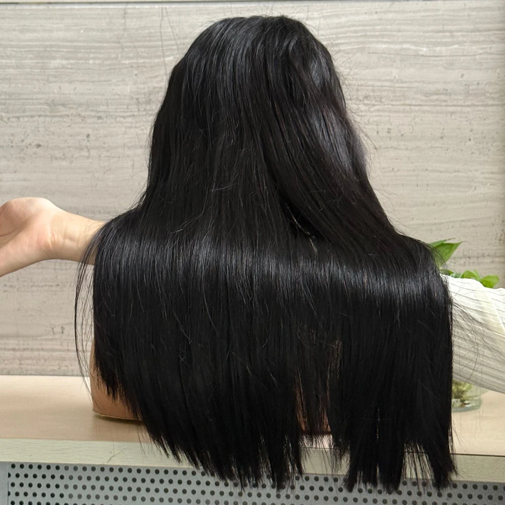 العظام مستقيم الفيتنامية مستقيم شعر بشري سميك الباروكات 350% الكثافة 5x5 الدانتيل إغلاق تسليط الضوء على P4/27 اللون الطبيعي للنساء #6