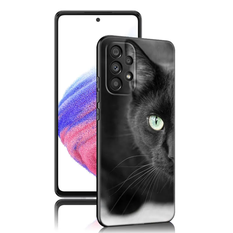 Black Cat Staring Eyes Case For Samsung A13 A22 A24 A32 4G A25 A34 A35 A52S A53 A54 A55 A73 5G A12 A14 A15 A31 A33 A50 A51 A72