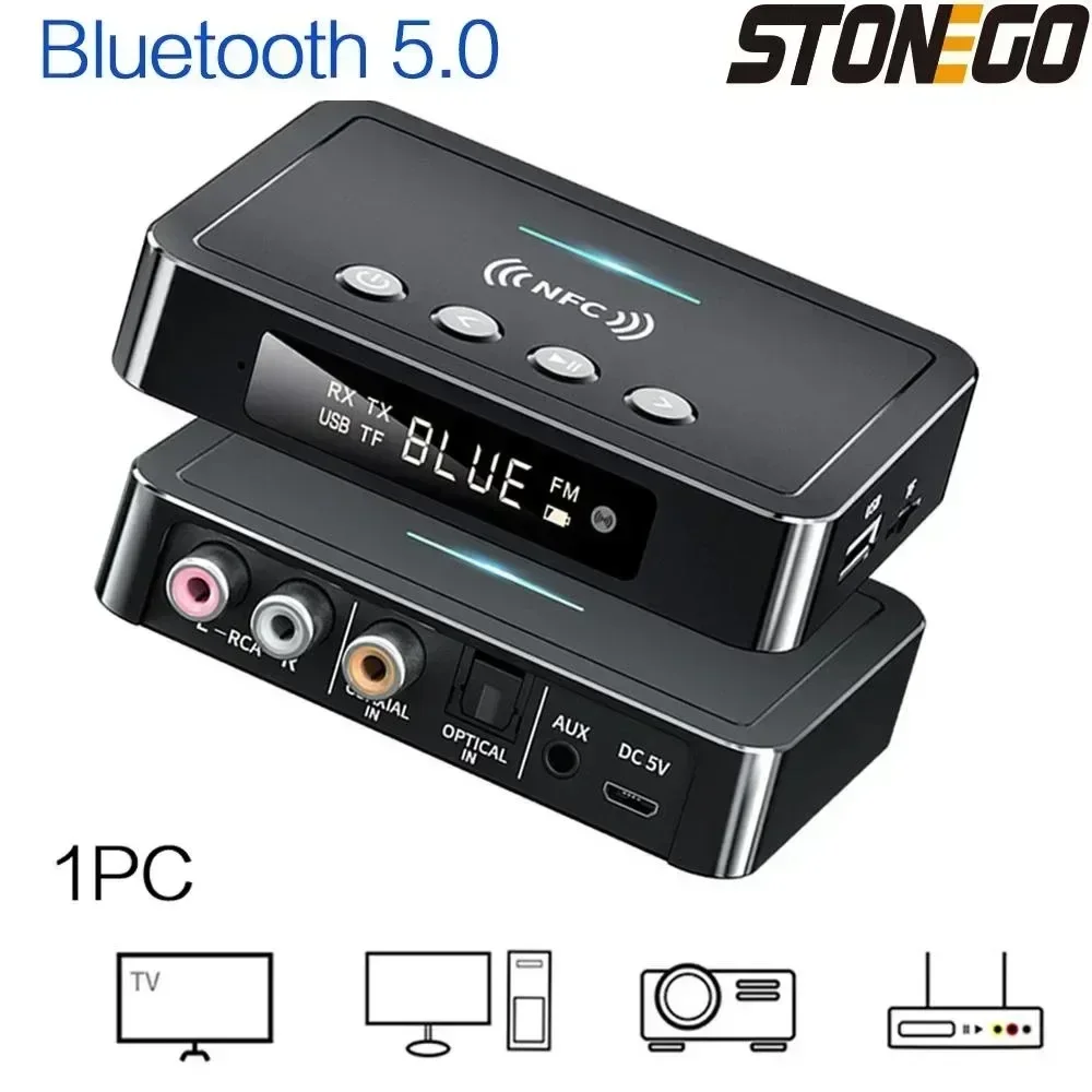 STONEGO NFC Bluetooth receiver 5.0 Bluetooth transmitter FM three-in-one Bluetooth adapter computer universal