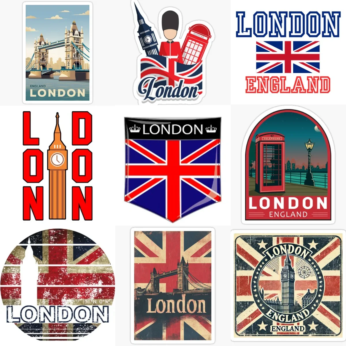 

London England Flag Big Ben Emblem Creative Waterproof Car Stickers for Car Van Helmet Window Wall Decoration Accessories