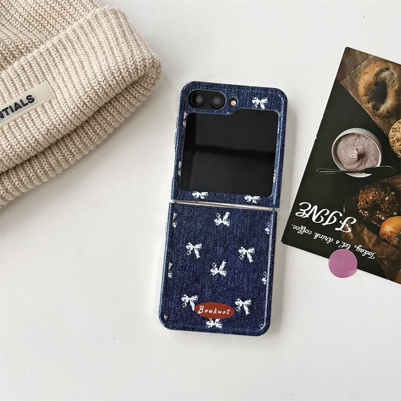 Funda de teléfono para Samsung Galaxy Z Flip 6 5 4 3 pulsera con bonito lazo borde recto funda a prueba de golpes para Samsung Z Flip6 ZFlip6