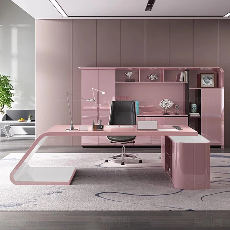 

Luxury Computer Office Desks Funky Boss Minimalist Modern Pink Executive Office Desk Reception Biurka Komputerowe Furniture