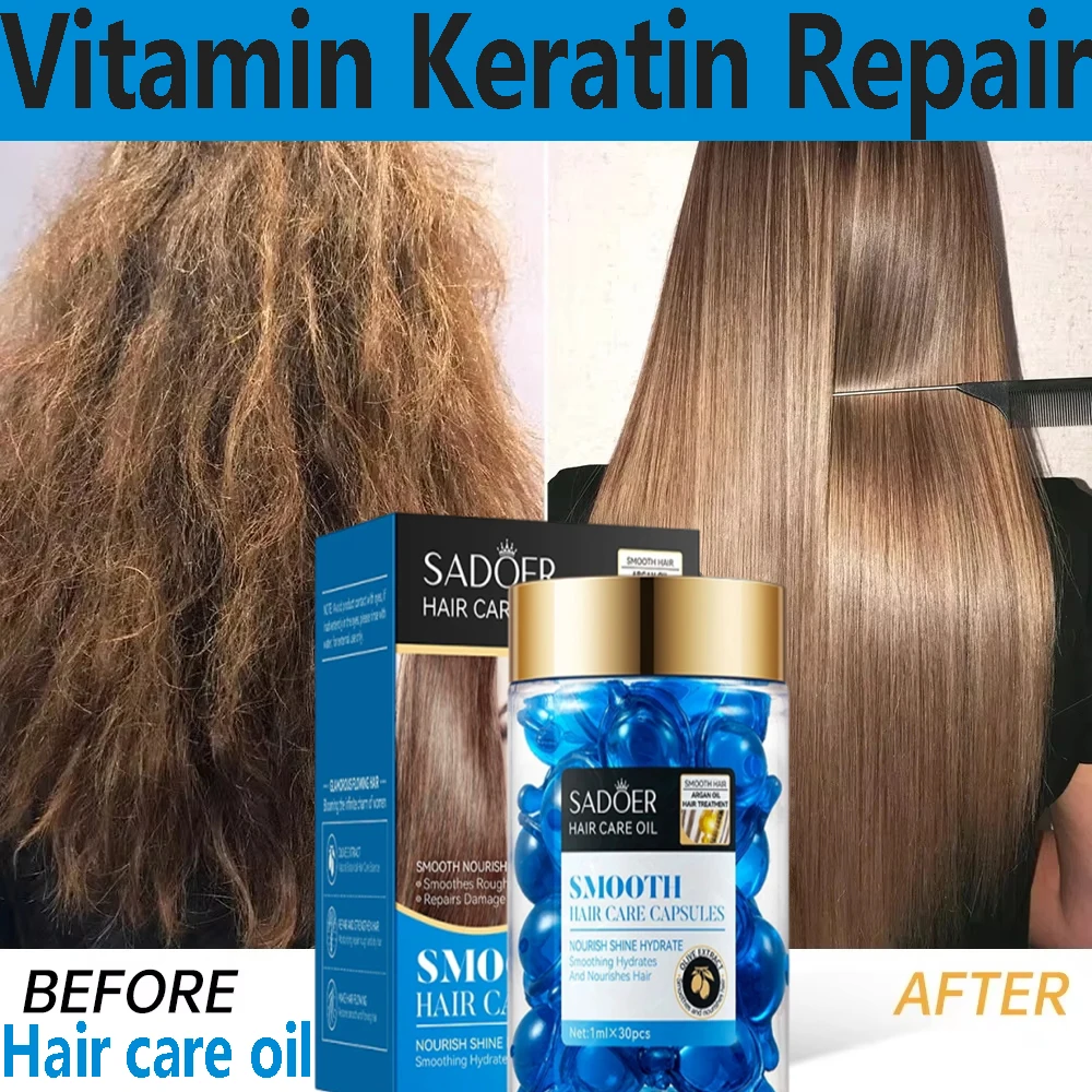 Magic Hair Vitamin Capsule Keratin Oil Fast Restore Hair Soft Smooth Shiny Deep Moisturizer Frizzy Dry Scalp Hair Care Products