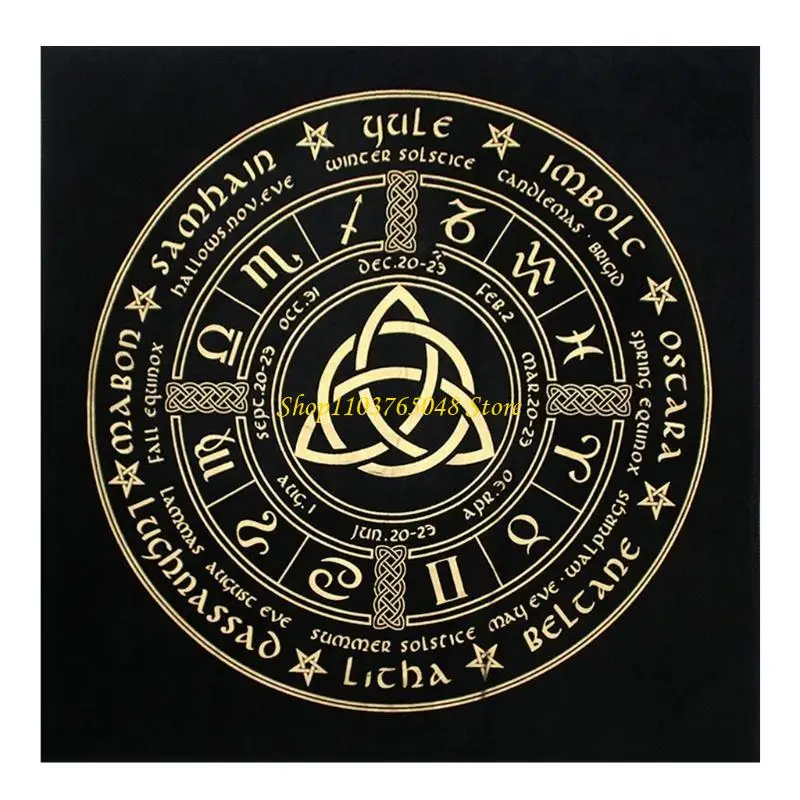 R53E 49x49cm Tarot Card Tablecloth Flannel Geometric Figure Divination Altar Cloth Board Game Oracles Card Pad Runes Support