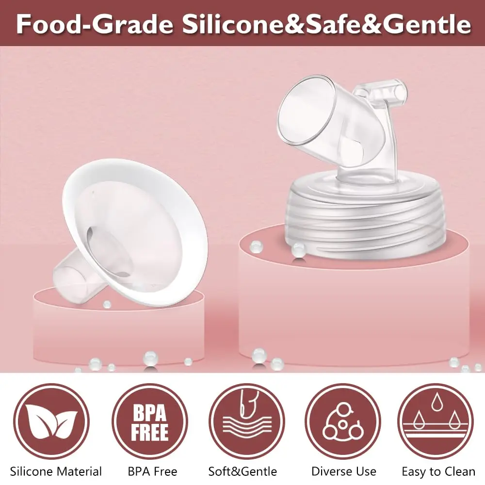 2 Packs Flange Set, Updated Soft Rim Shield and Wide Mouth Base Connector Pump Parts for Spectra S2 S1 9 Plus Breast Pump