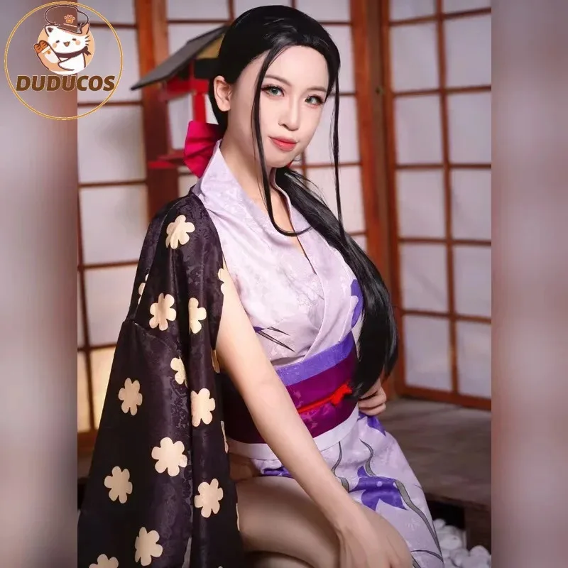 

Женский костюм Miss All Sunday Нико Робин для косплея, униформа с цифровой печатью, платье Киномо, парик, карнавальный костюм на Хэллоуин