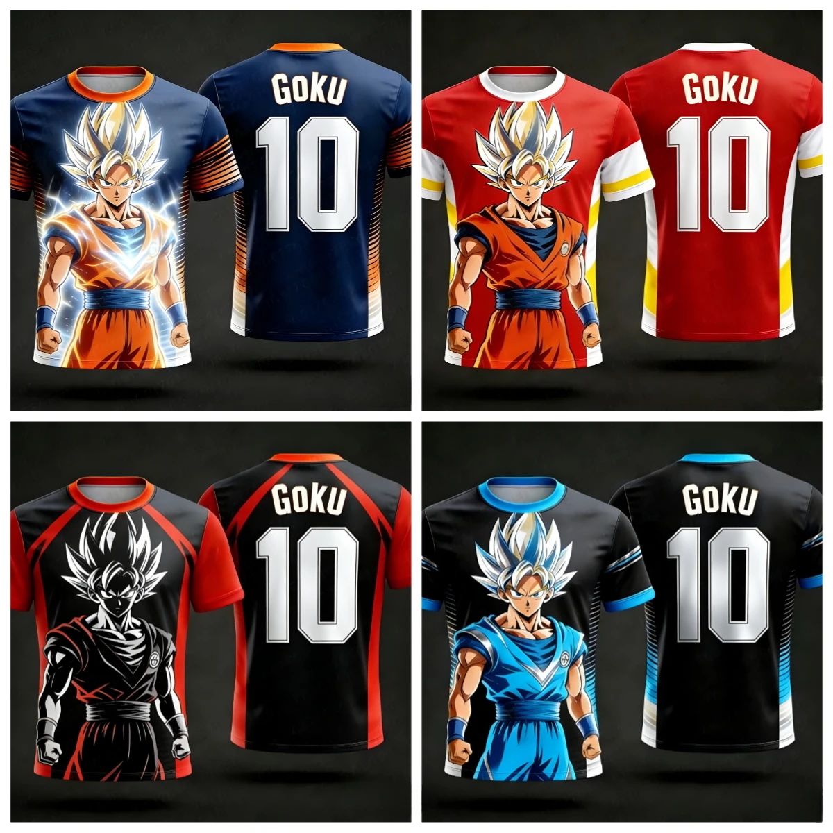 2026 Best-Selling Dragon Ball Official 3D Print Goku 10# Football Jersey Training Wear Parent-child S-6XL 90cm-160cm Trendy Tees