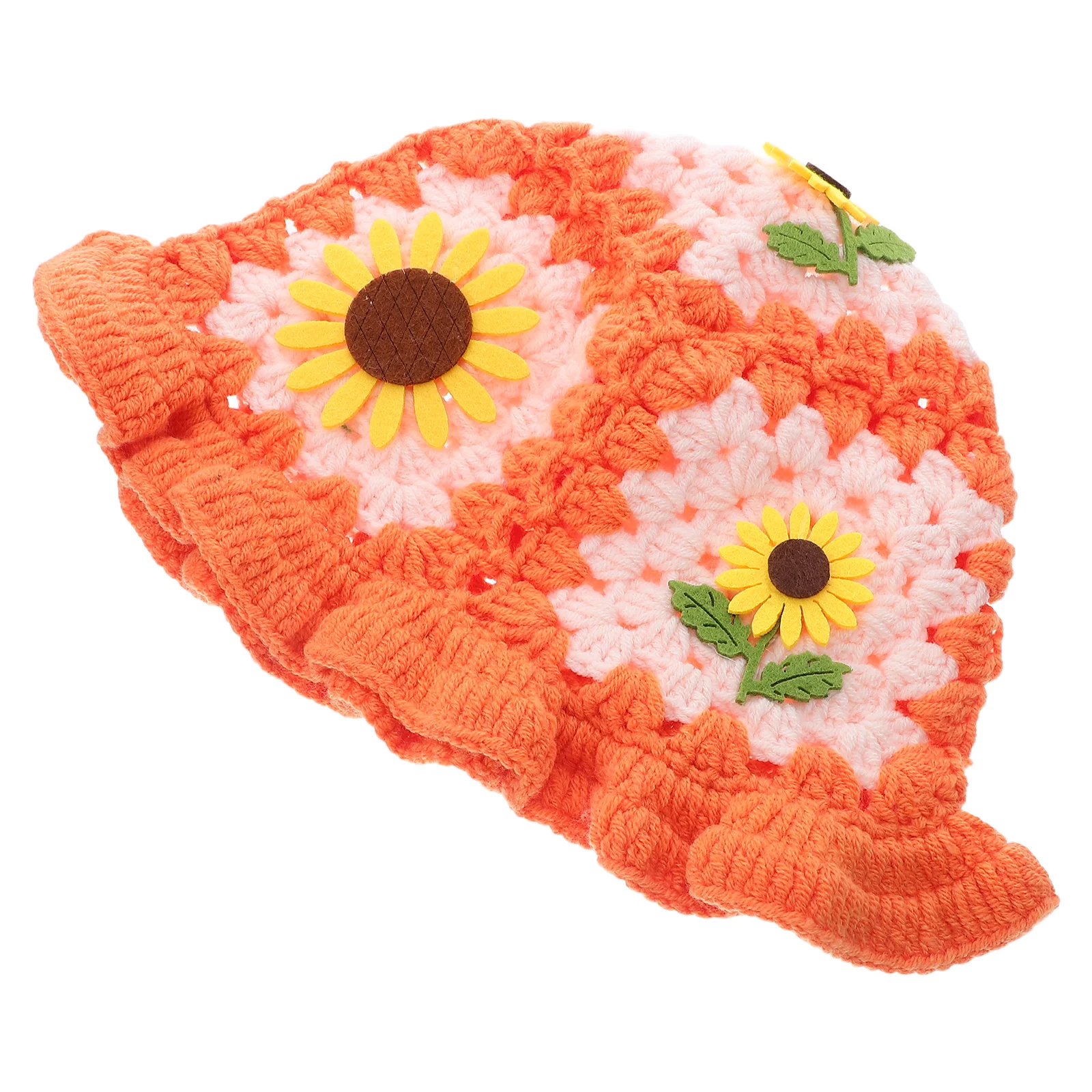 

Color Block Bucket Hat Floral Crochet Beanie Hats for Teens Beanies Women Ethnic Style Miss