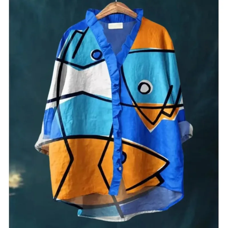 New V-neck casual top, women's long sleeved lace shirt, It's an elegant, atmospheric, and comfortable plus size top