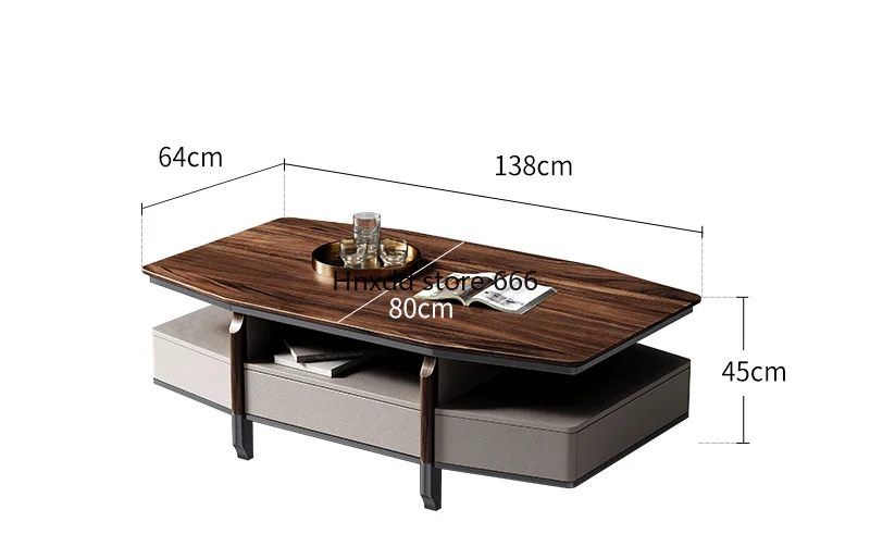 Italian solid wood coffee table, villa large flat living room furniture