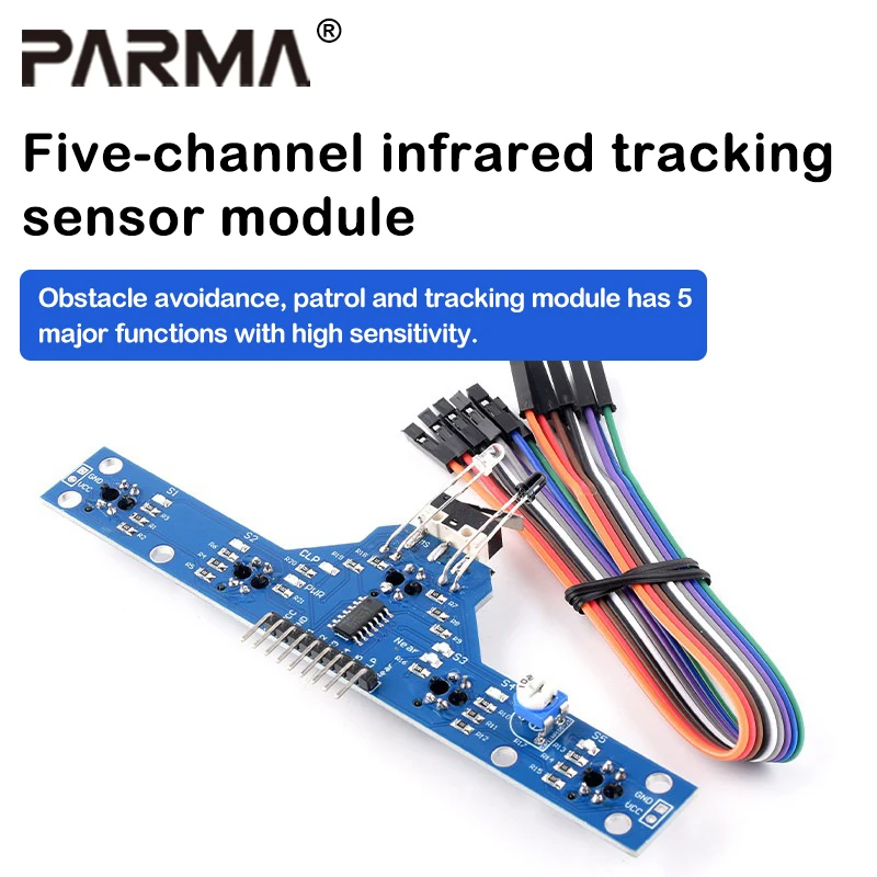 Infrared tracking sensor module - Five-channel tracking, obstacle avoidance, line following and tracing module. 5 High sensitivi