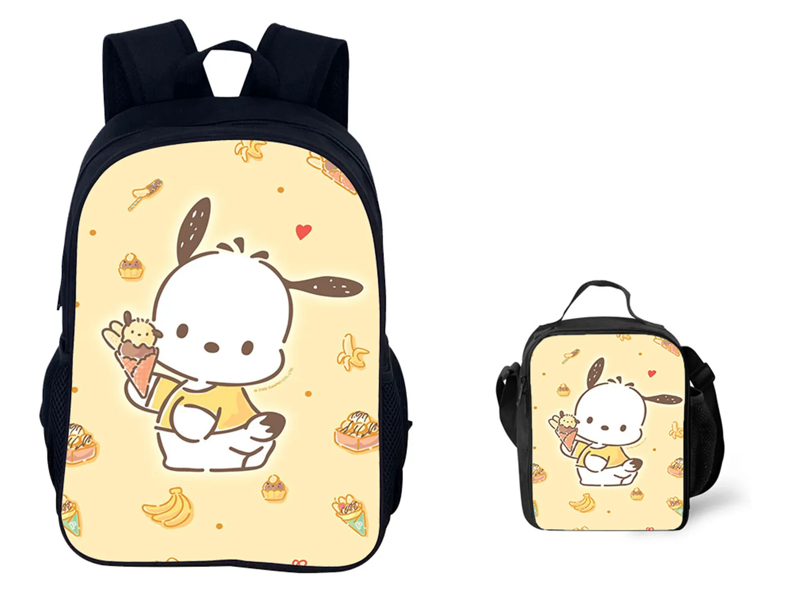 

Pochacco Classic Student Schoolbag 2Pcs Set-Lightweight Trendy Backpack and Insulated Lunch Bag for Little Kid