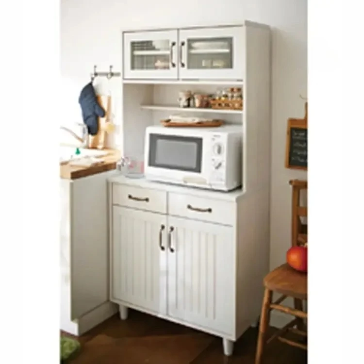 1Japanese-style new solid wood dining side cabinet Nordic tea cabinet Kitchen storage Microwave oven cabinet