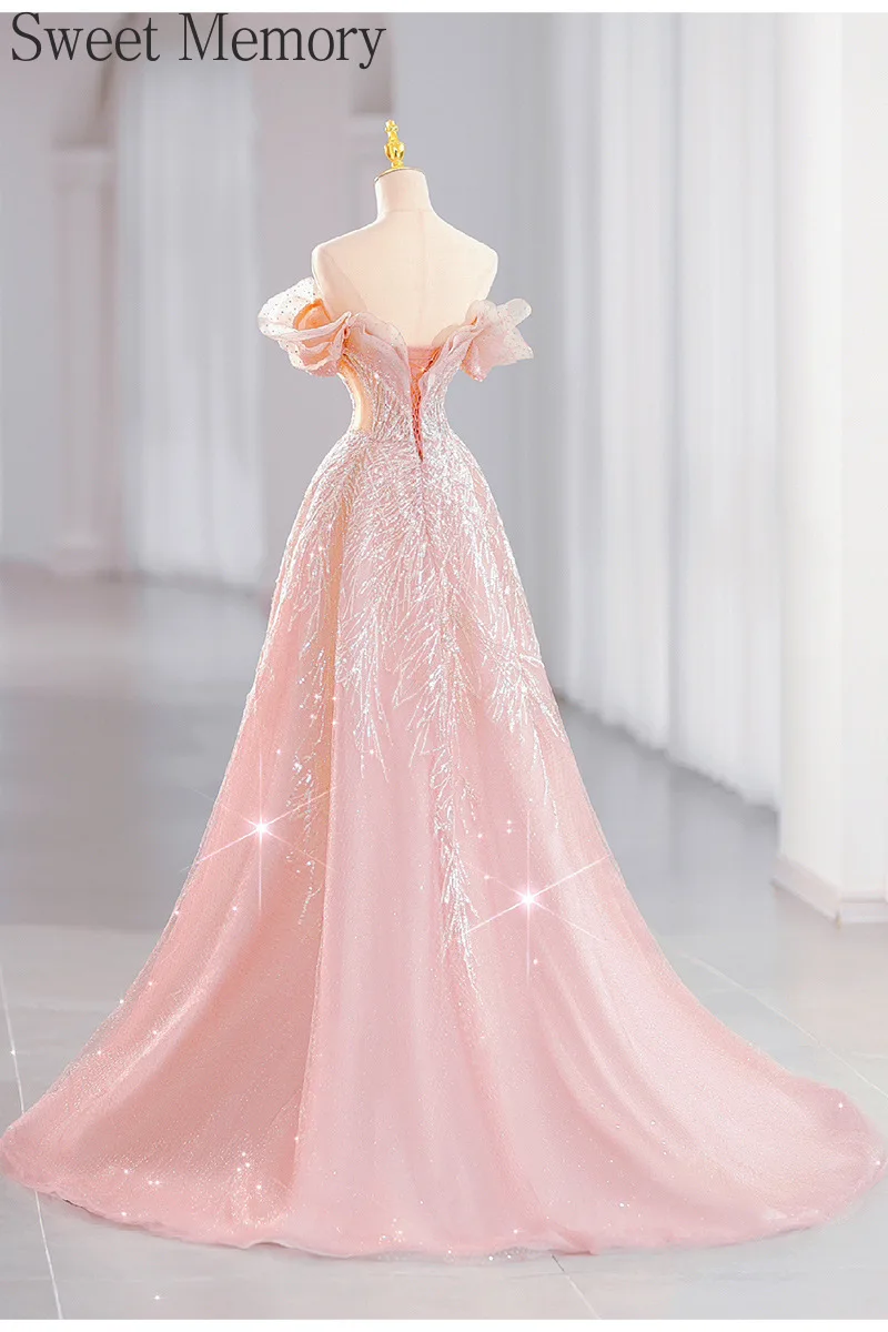 D4193 Customized Pink On The Run Princess Evening Dresses Sweet Memory Elegant Wedding Party Dress For Women Bespoke Dress