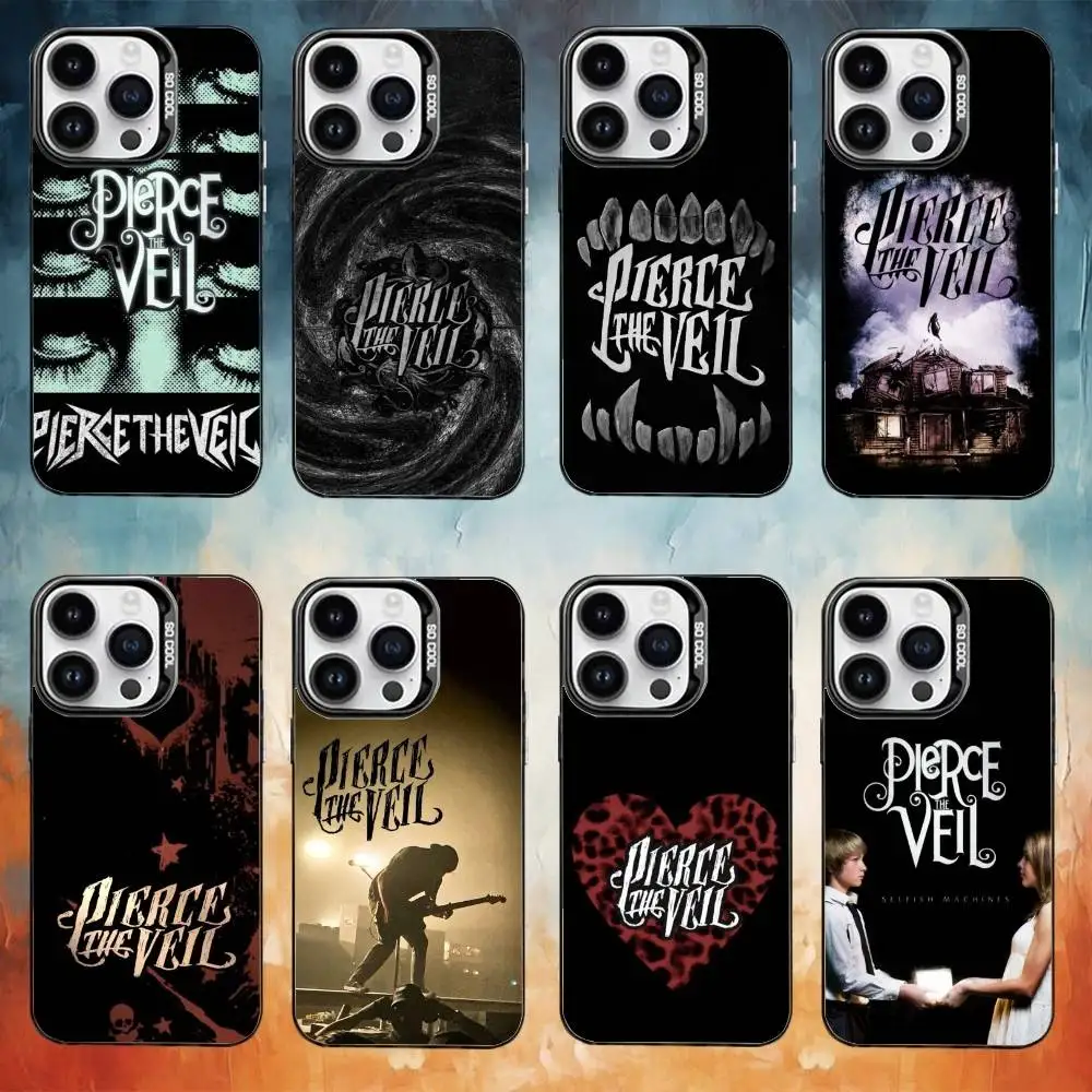 

P-Pierce T-The Veil B-Band Phone Case For iPhone 17,16,15,14,13,12,11 Plus,Pro Max,XS,Colored silver phone case