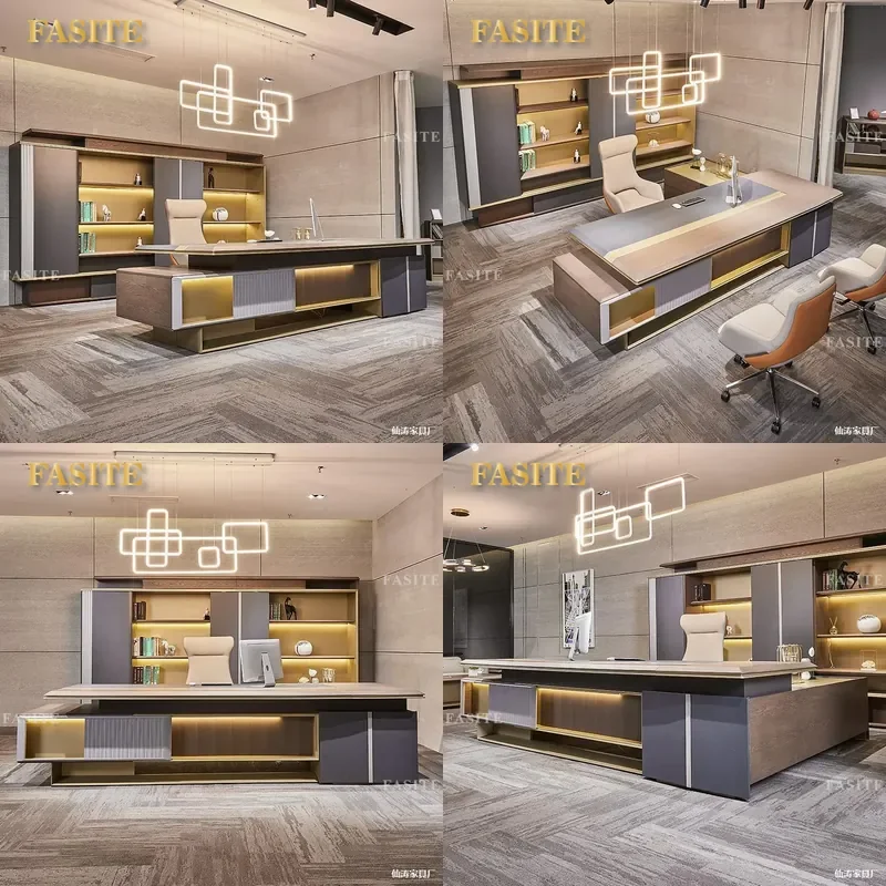 For Modern Light Luxury Executive Desk High End President Office Table Manager Workstation with Chair Premium Business