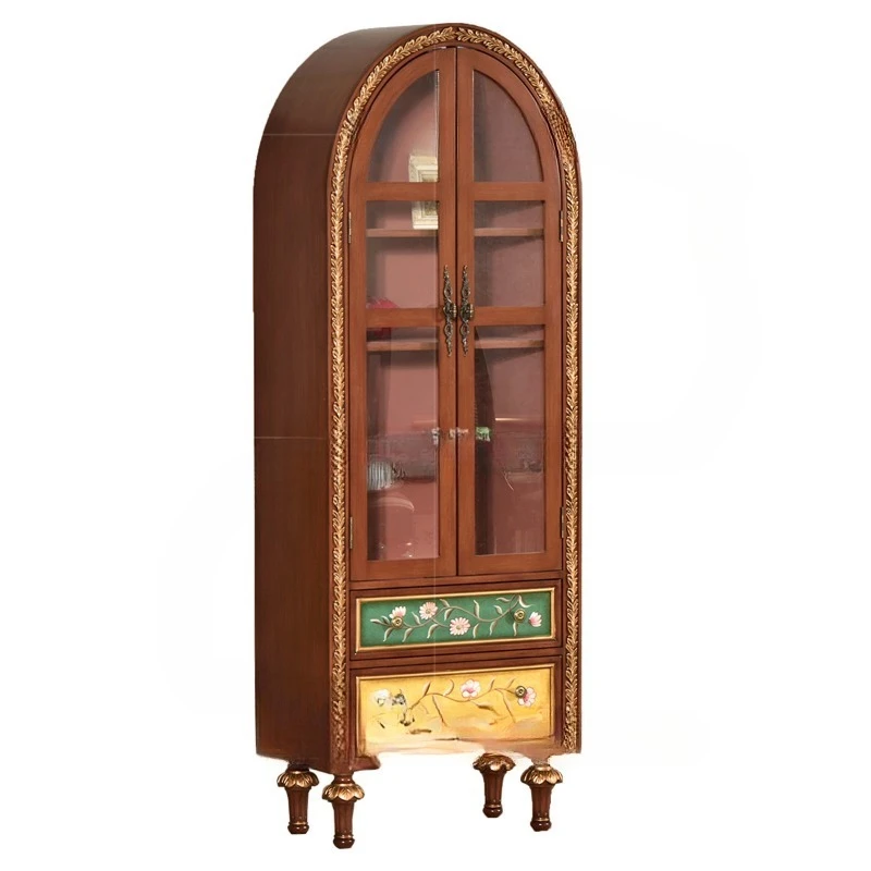 Household solid wood living room storage wine cabinet, high-end display wine cabinet