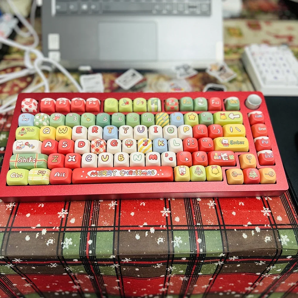 Original Christmas Theme Keycaps 130 คีย์ XOA Cherry Profiled น่ารัก Keycaps ชุด MX Switch Gaming คีย์บอร์ด Keycaps ของขวัญ