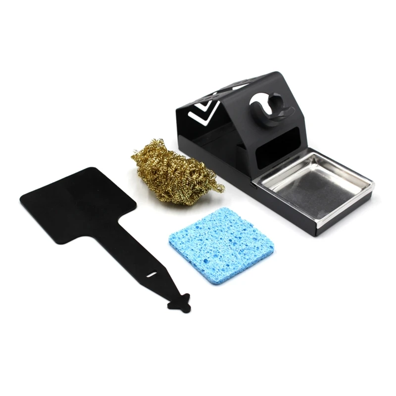 Compact- Soldering Iron Holder Soldering Station Iron Stand with Tip Cleaning Brass Coil- & Cleaning Sponge 4 Pc