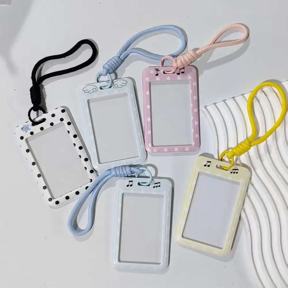 Image of Niedlicher Polka-Dot-Fotokartenhalter als Taschenanhänger, multifunktionale Kartenhülle, Karten-Schutzhülle, Idol-Karten-Fotoaufbewahrung
