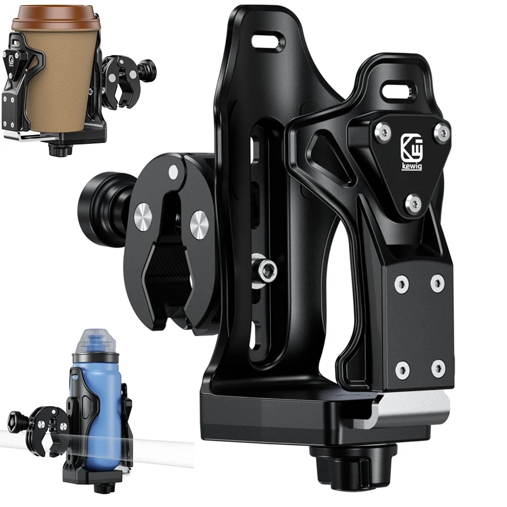 Anti-Theft Motorcycle Cup Holder Extra Large Water Bottle Holder Adjustable Size Bike Drink Holder for 1.95-3.6