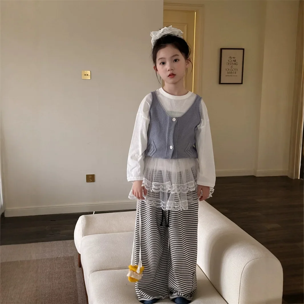 Children's Clothing Girls' Half Skirt 2025 Spring New Double layered Fart Curtain Stacked Casual Half Skirt