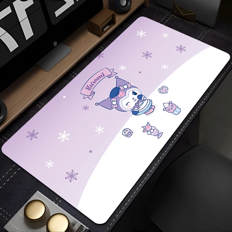 Mouse Pad Laptop Kawaii Purple Bowknot Extended Desk Mat Large PC Anime K-kuromi Skull Mousepad Pink Gamer Cabinet Keyboard Rug