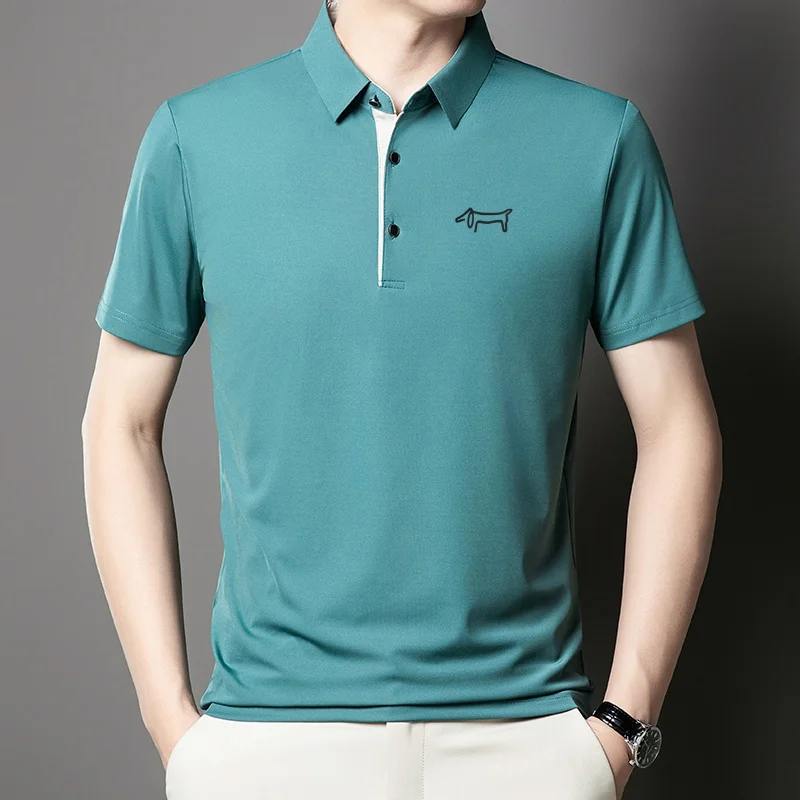 Luxusmarke Herren Bedrucktes Poloshirt Original Einfarbiges Lässiges Kurzarm-T-Shirt mit Kragen Sommer Neuer Trend Business Herrenmode – Detail 8