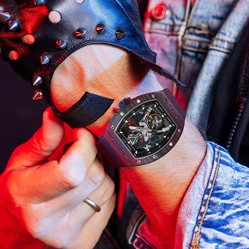 Bonest gatti 2025 novos relógios automáticos masculinos de fibra de carbono relógio de pulso mecânico vidro safira resistente à água presente para homem