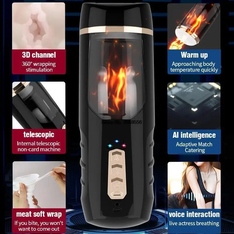 Masturbations Vibrator Cup Automatic Blowjob Sucking Masturbators For Men Vagina Multi-Sound Pussy Pocket Heated Adult Sex Tooys